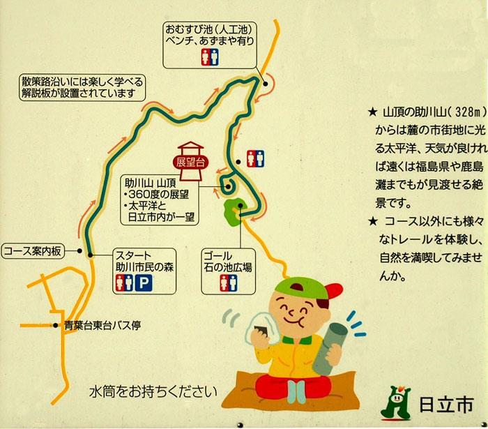 地図：助川山頂上までのコース案内図