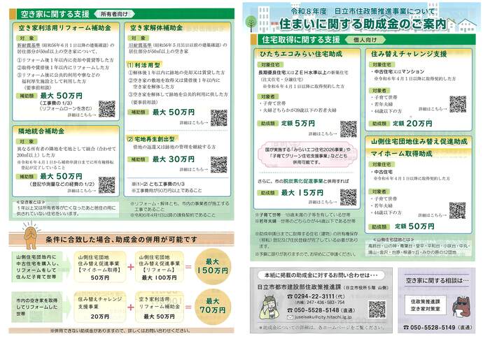 住まいに関する助成金チラシ