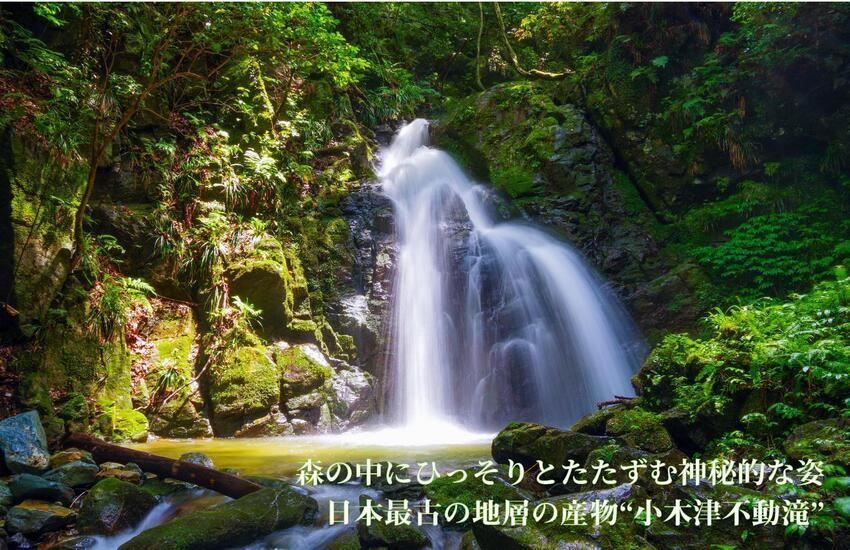 写真：不動滝1　森の中にひっそりとたたずむ神秘的な姿　日本最古の地層の産物”小木津不動滝”
