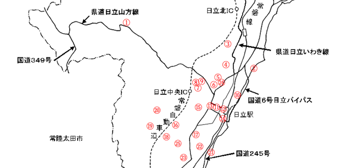 日立市中部の地図と中部クールスポットのリンク