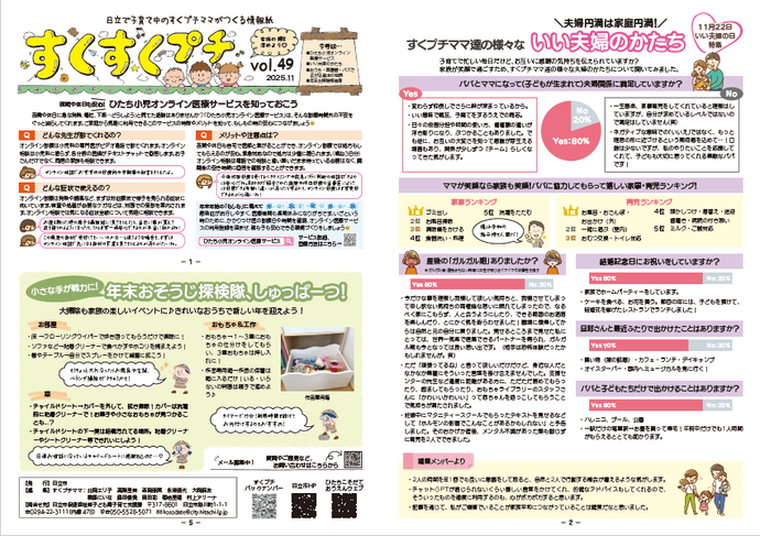 写真:すくすくプチ1ページ、2ページ、5ページ内容