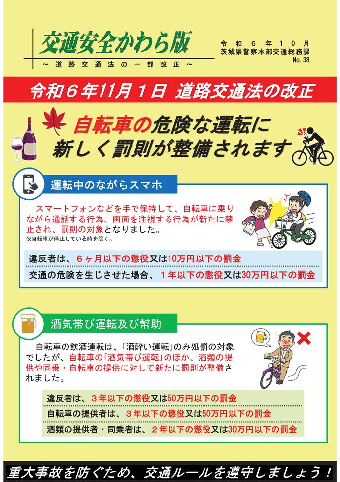令和6年11月に改正された道路交通法の内容についてのチラシ