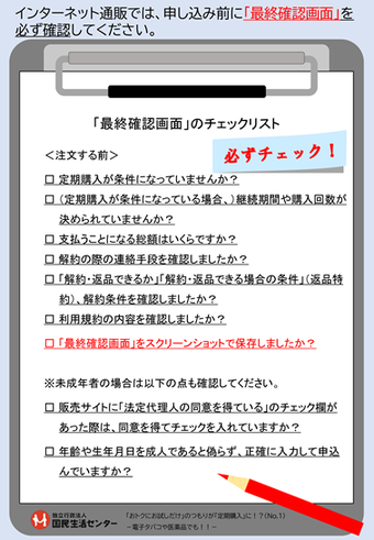 イラスト：通信販売チェックリスト