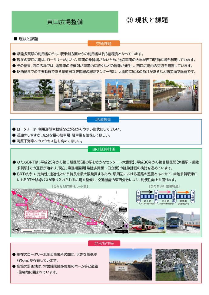 東口広場の整備に向けた現状の課題と対応方針